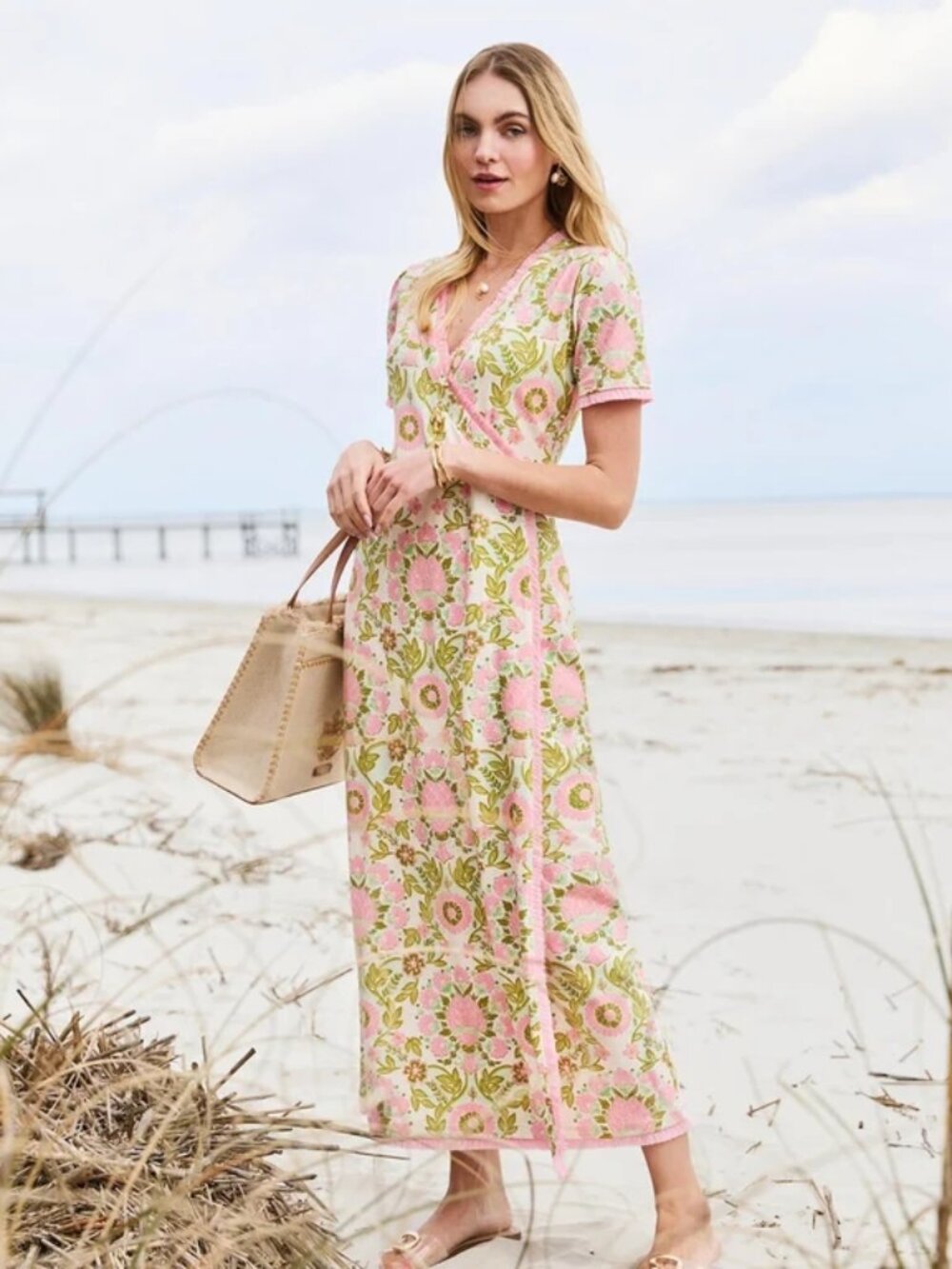 Spartina 449 NWT Amberly Wrap Pink Floral Dress in Ladies XLarge